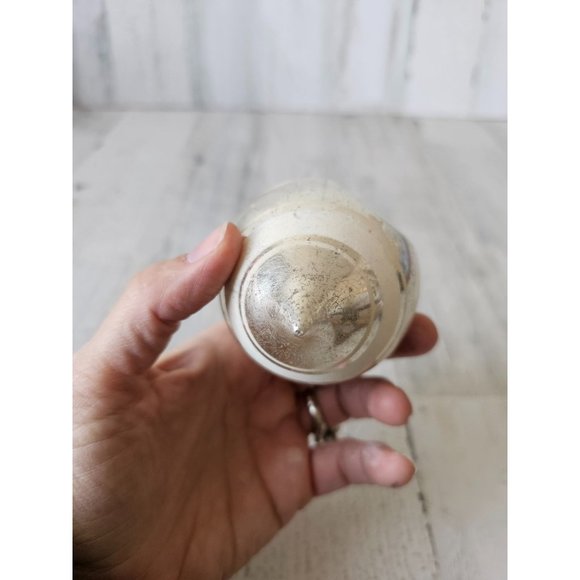 Antique silver triple indent white striped teardrop glass ornament Xmas tree - Picture 10 of 10